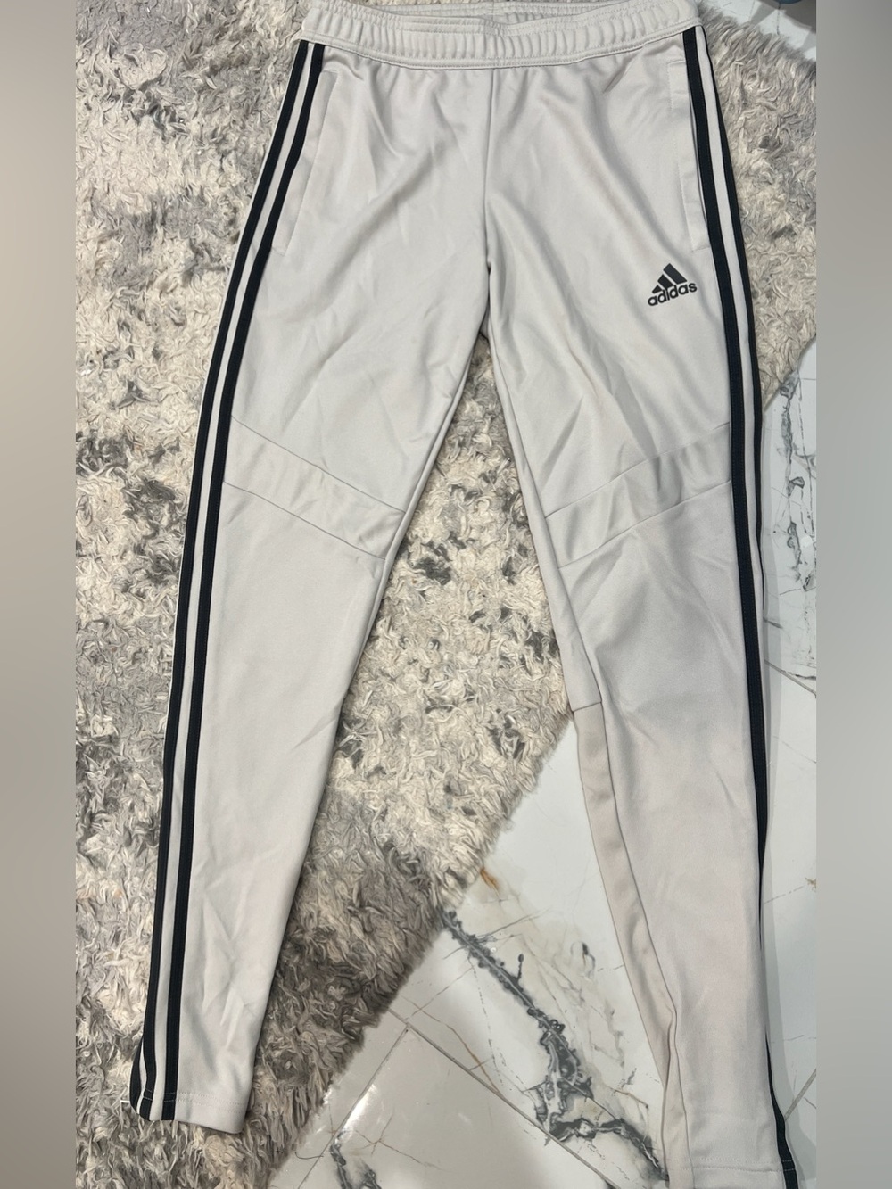 adidas women’s cream track pants with Black Side Stripes